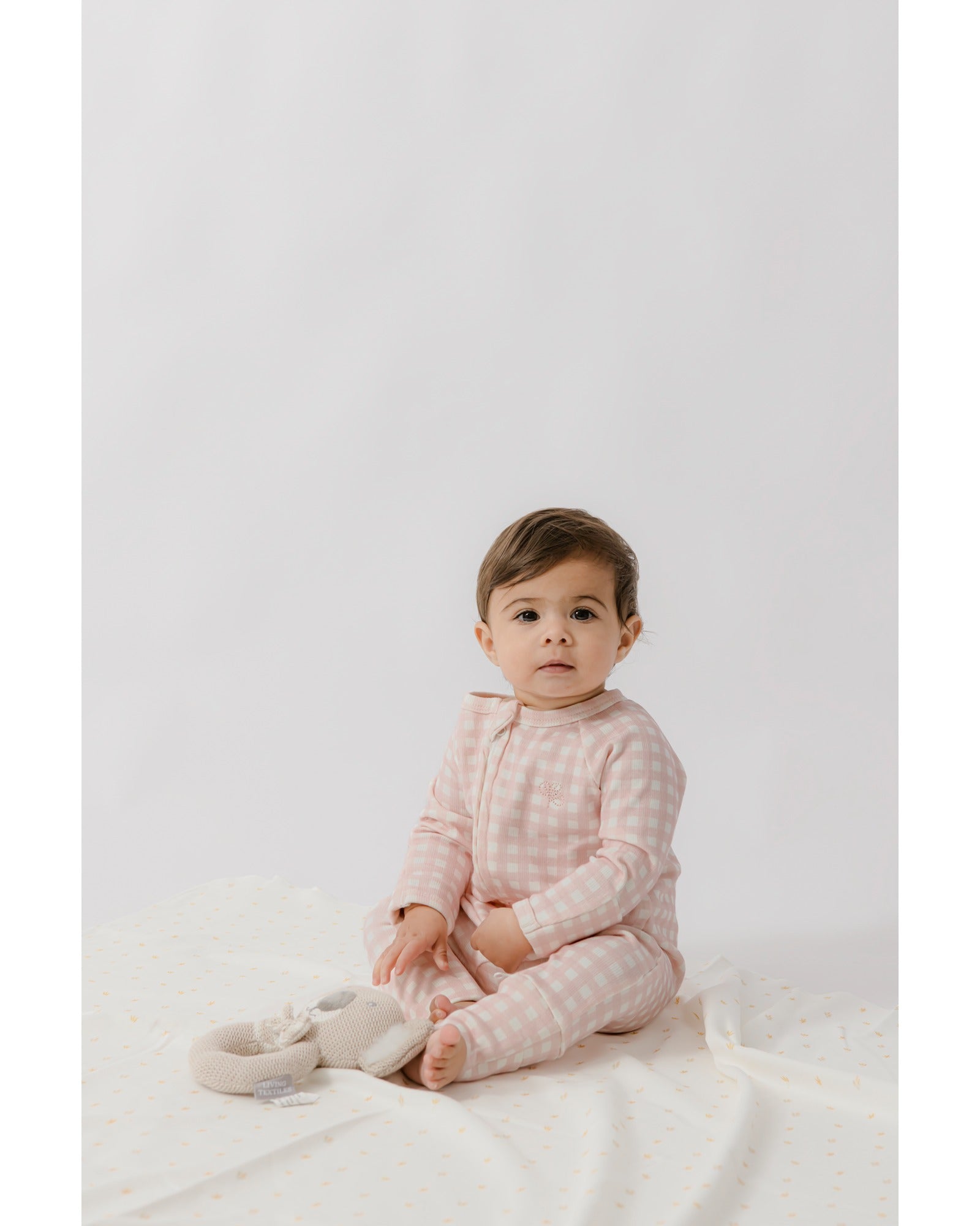 Homegrown Pink Gingham Rib Growsuit