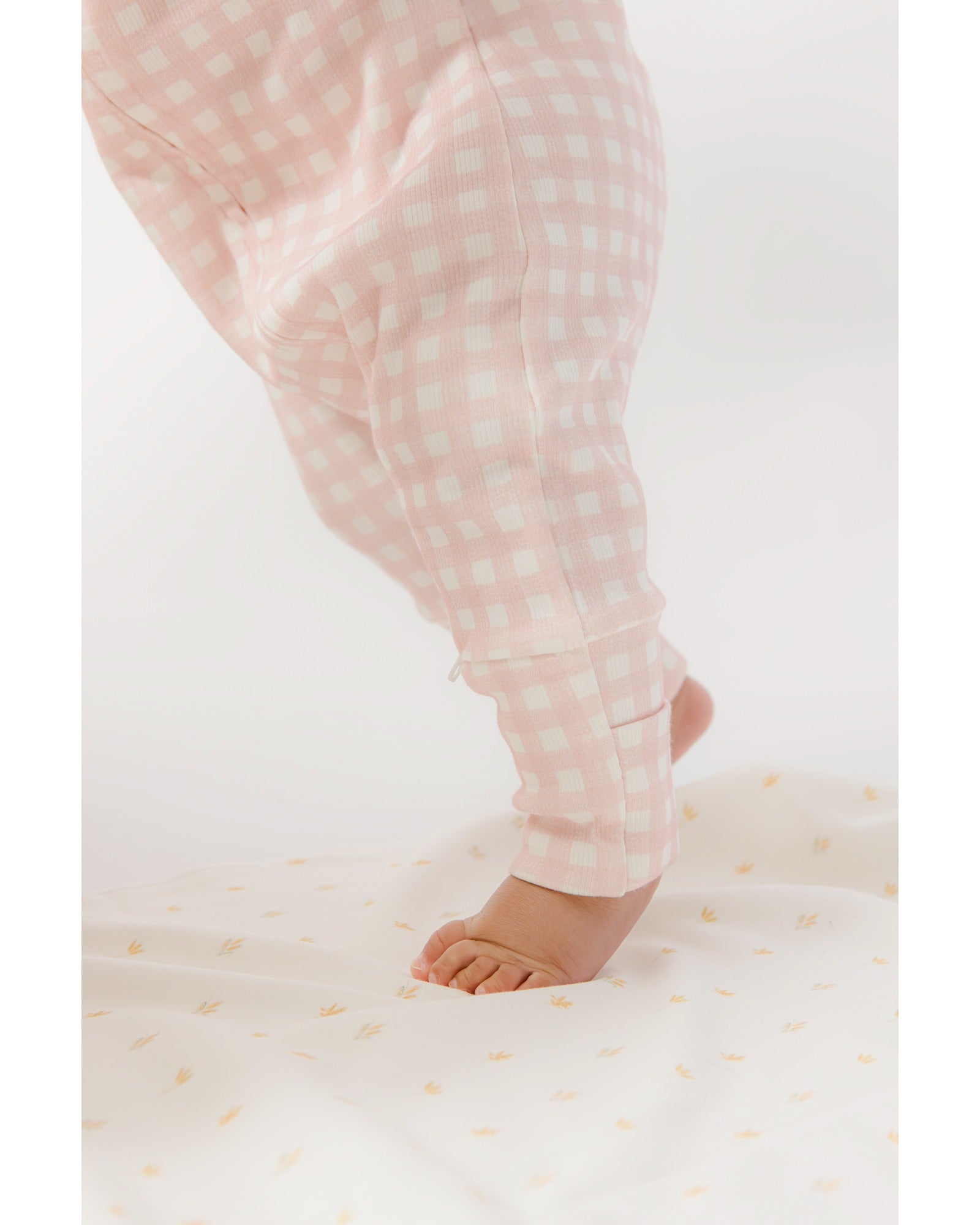 Homegrown Pink Gingham Rib Growsuit