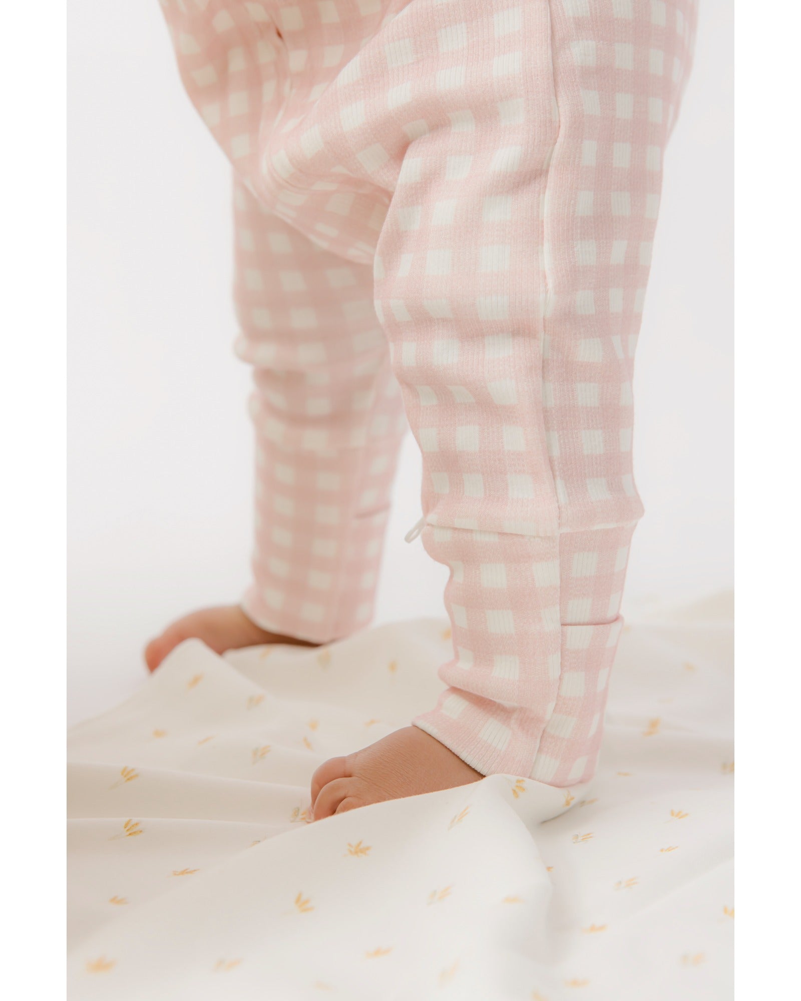 Homegrown Pink Gingham Rib Growsuit