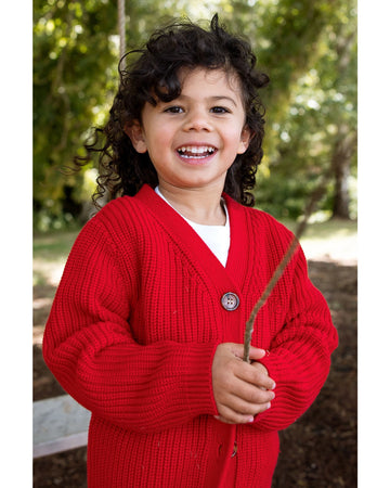 Homegrown Organic Chunky Knit Cardigan Red