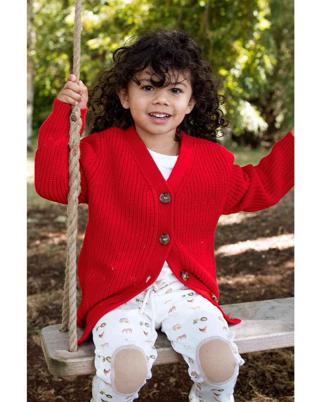 Homegrown Organic Chunky Knit Cardigan Red
