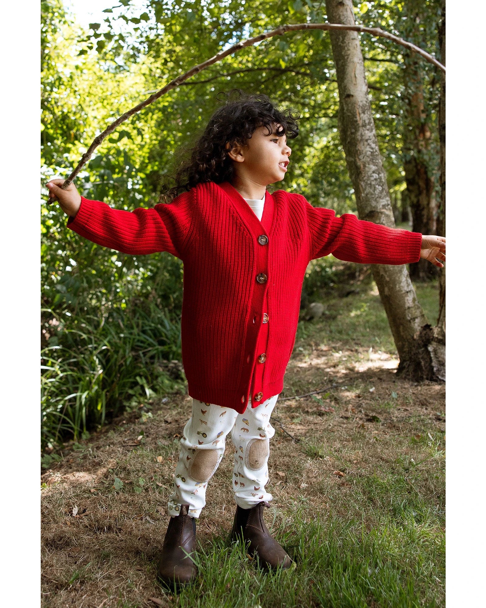 Homegrown Organic Chunky Knit Cardigan Red