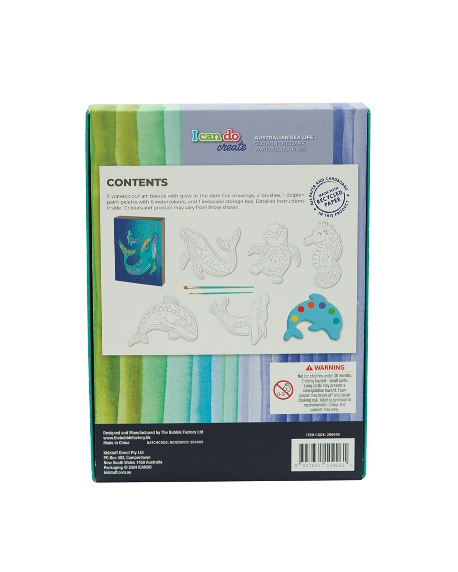 Icando Australian Sea Life Glow in the Dark Watercolour Art Set