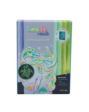 Icando Australian Sea Life Glow in the Dark Watercolour Art Set
