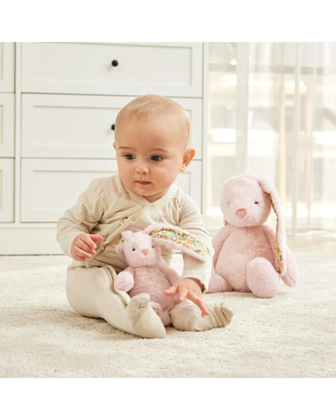 Floral Pink Bunny Rattle