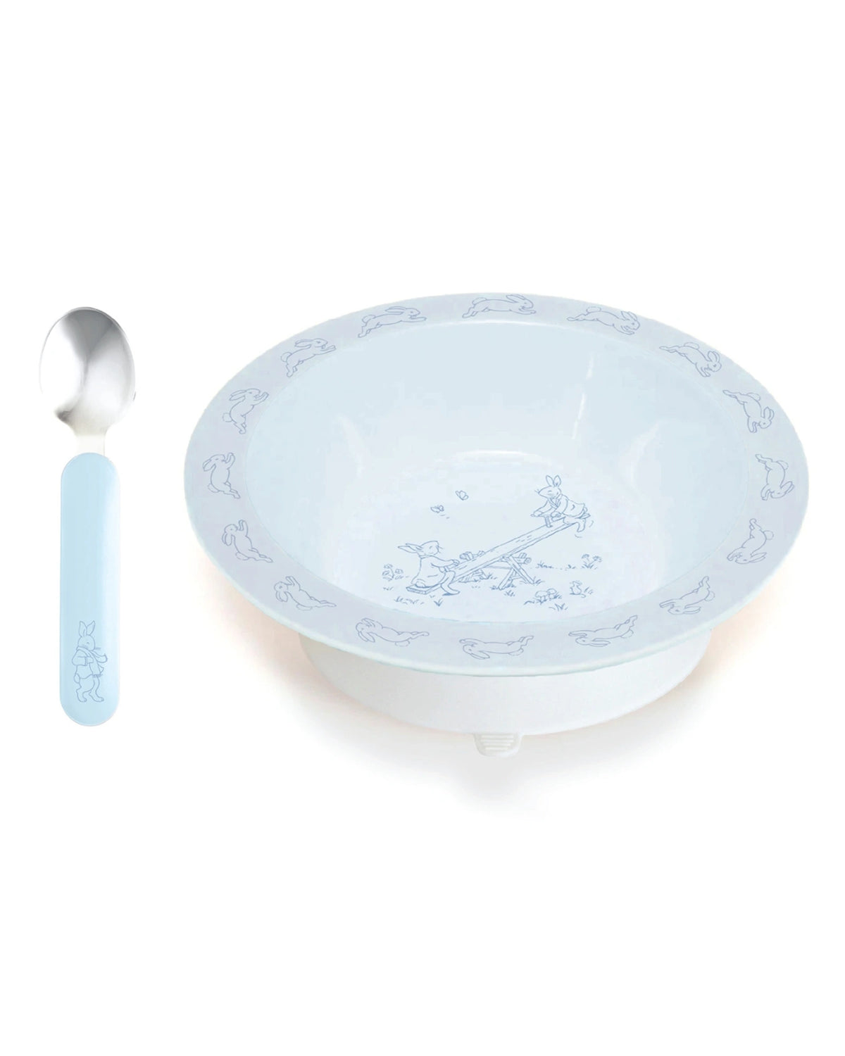 Suction Bowl with Spoon Blue