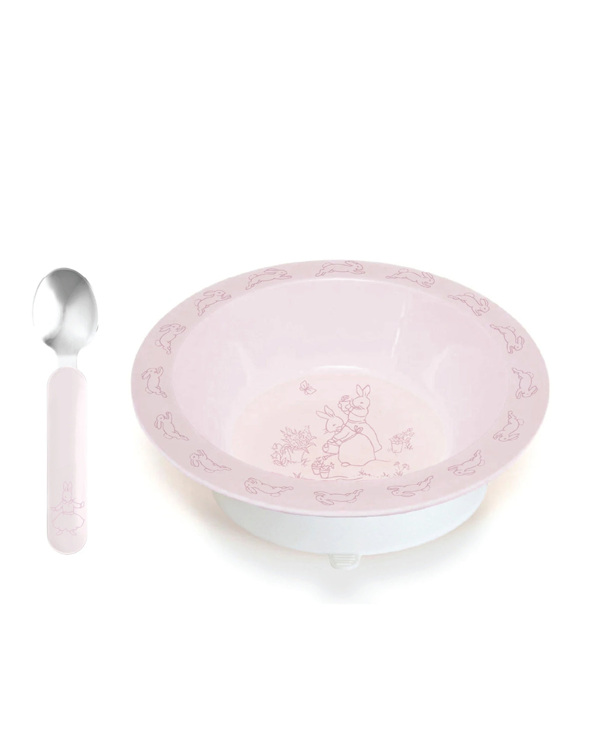 Suction Bowl with Spoon Pink