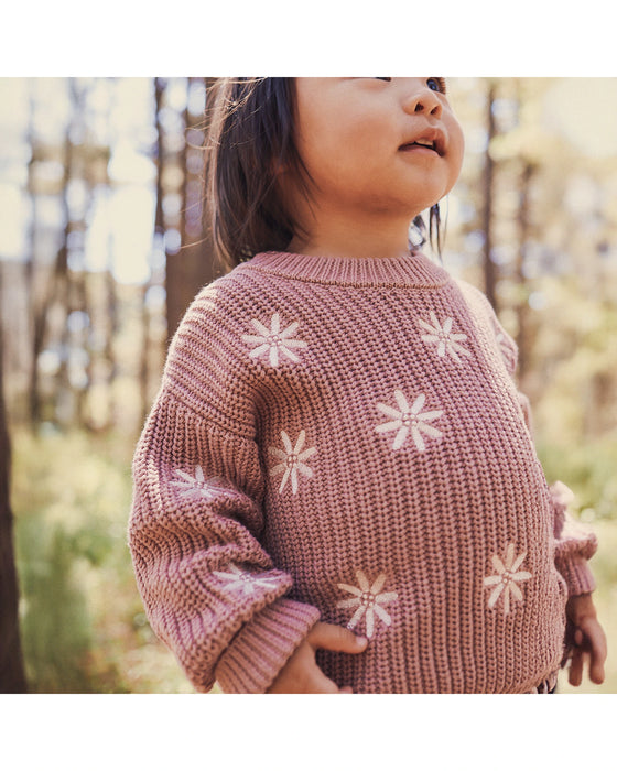 Kynd Baby Embroided Knit Jumper - Woodrose
