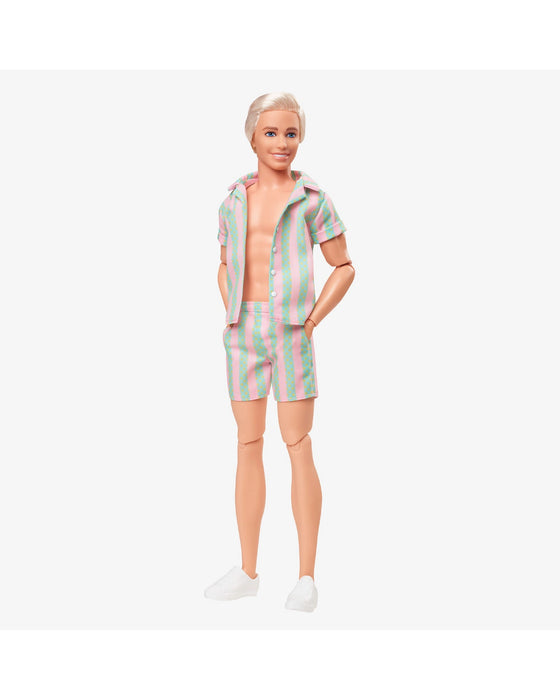 Ken Doll Wearing Pastel Striped Beach Matching Set – Barbie The Movie