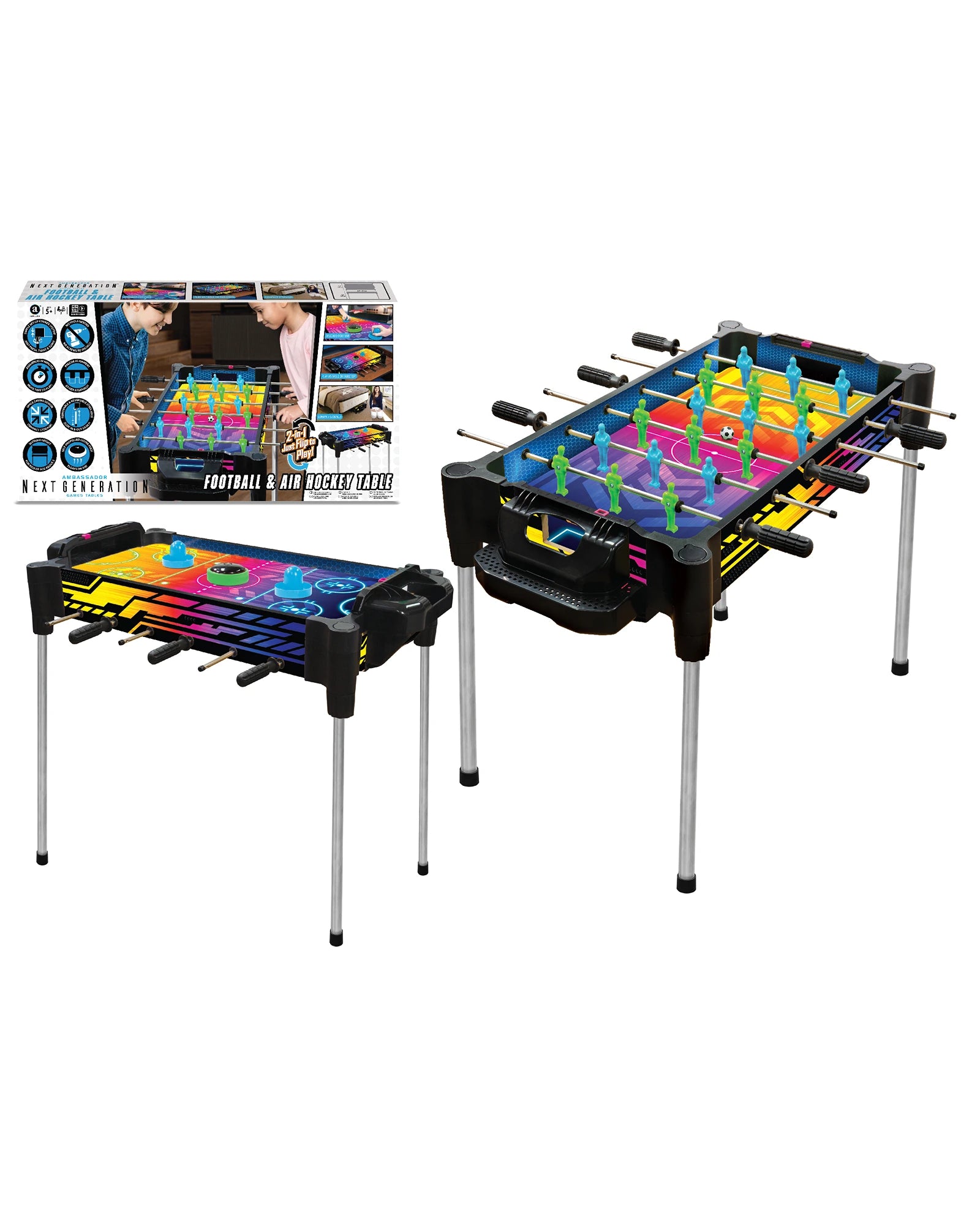Ambassador 2 -in-1 Foosball & Air Hockey Neon Arcade Table