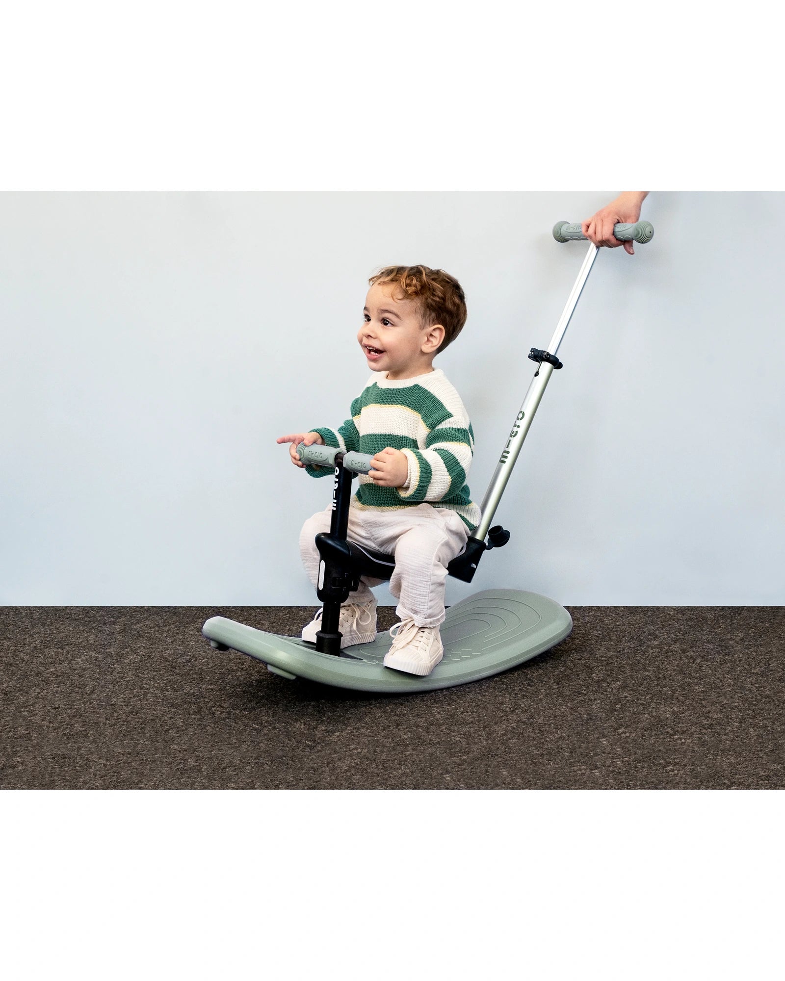 Micro Mini Deluxe 6-in-1 Rock & Go LED Scooter - Olive Sage