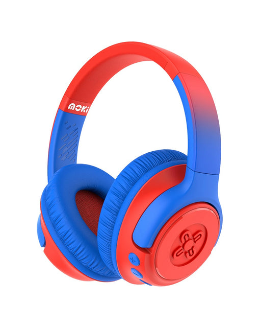 Moki Mixi Kids Volume Limited Wireless Headphones Blue Red