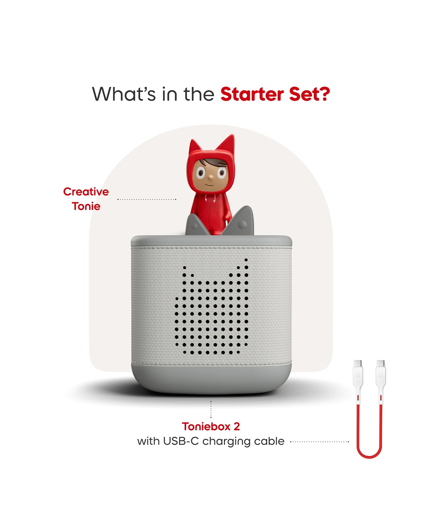 Tonies Toniebox 2 Starter Set with Creative Tonie Rubie - Moon Grey