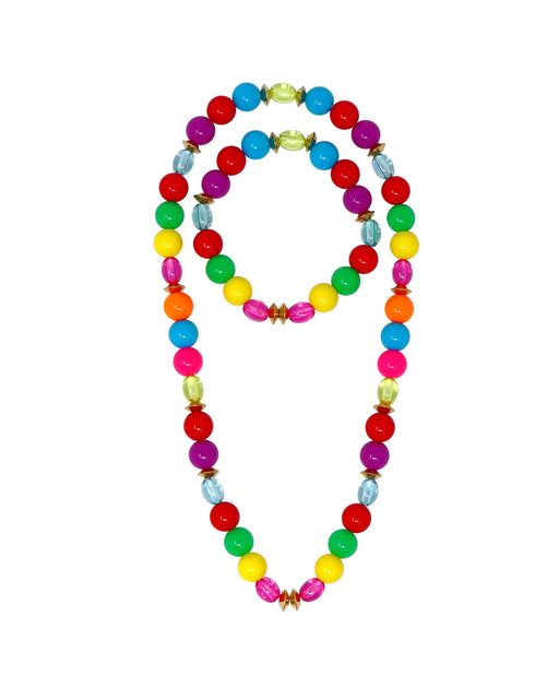 Pink Poppy Rainbow Beaded Necklace / Bracelet Set