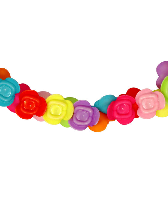 Pink Poppy Vibrant Roses Flower Necklace and Bracelet Set