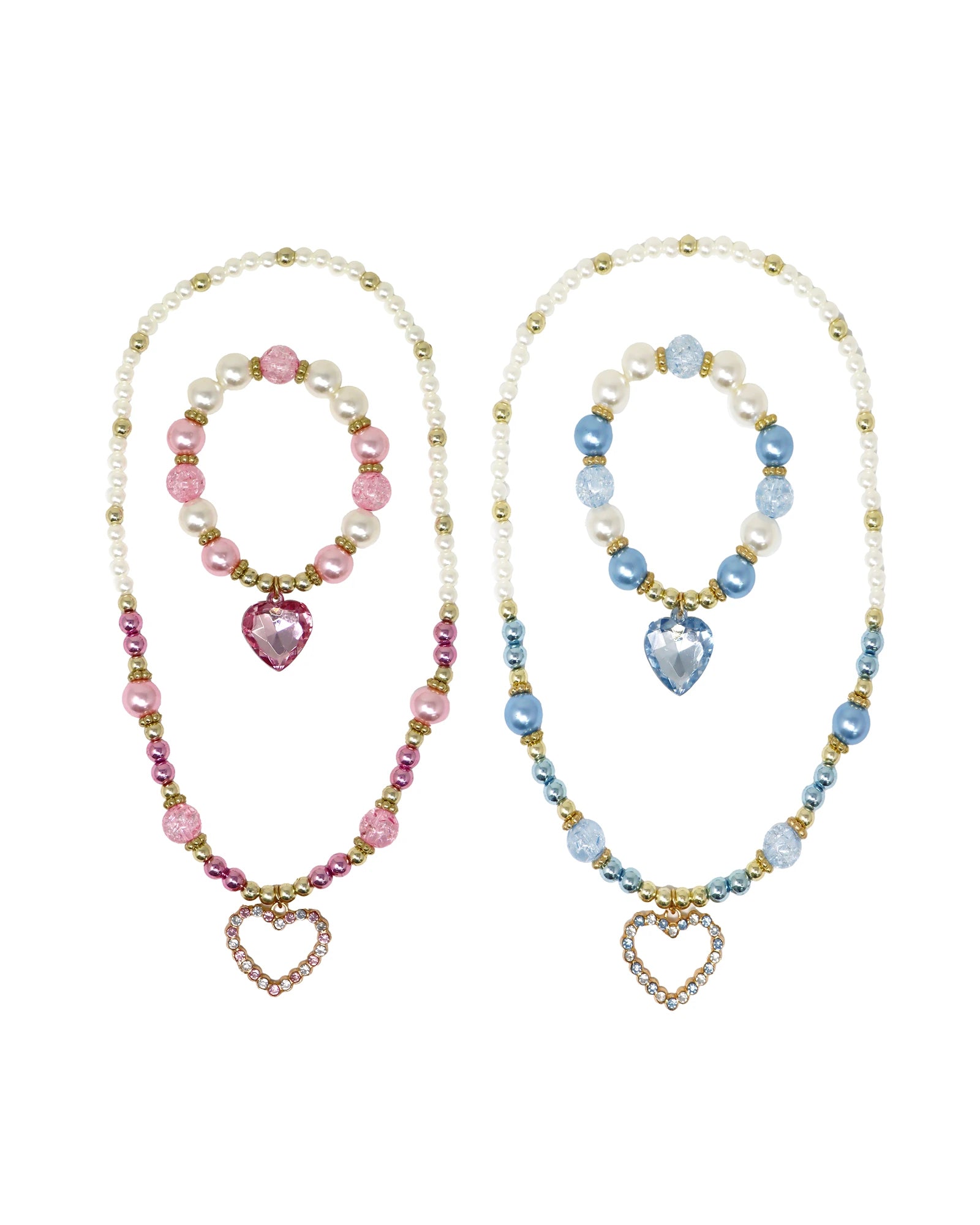 Dance Pearl Heart Necklace and Bracelet Set
