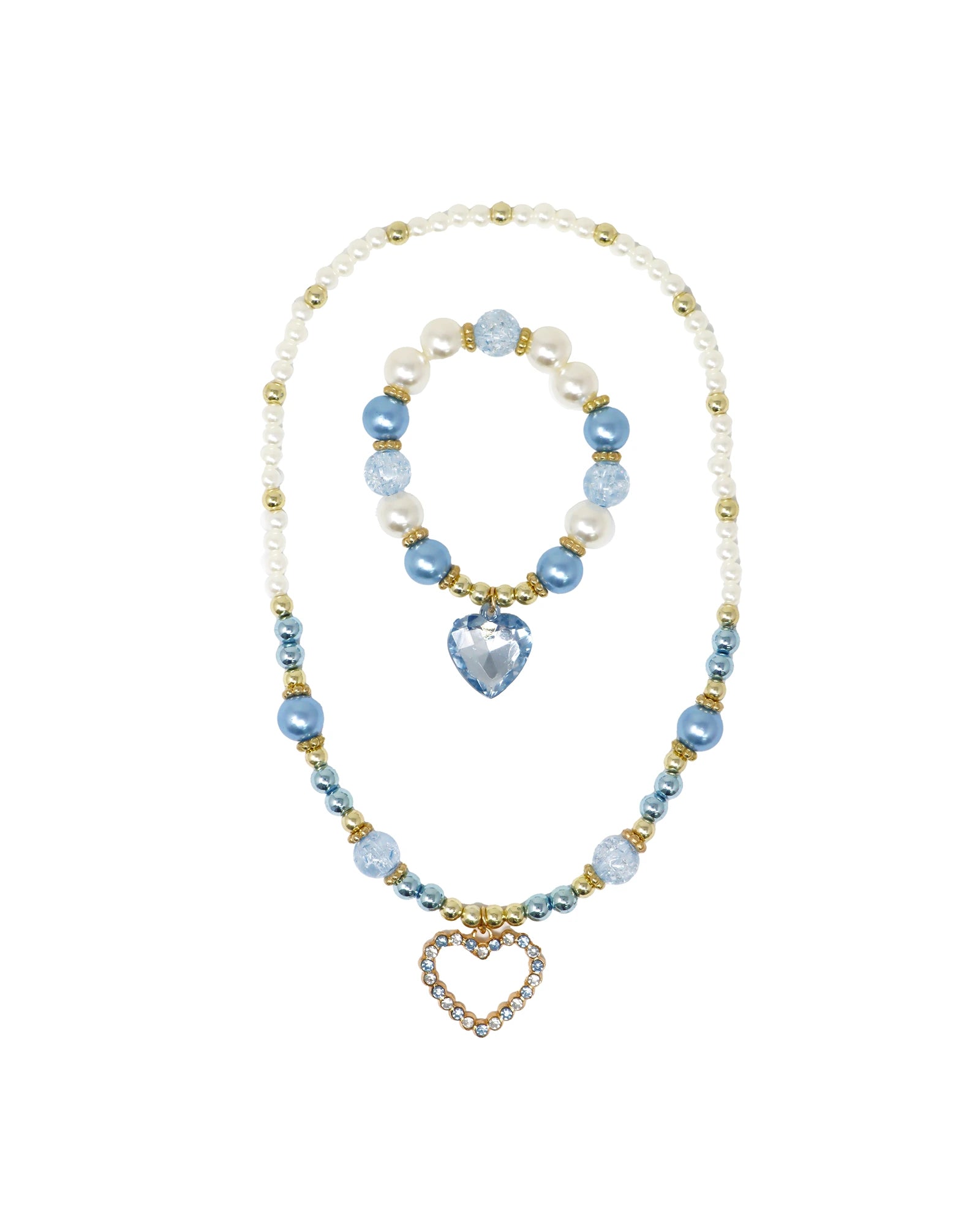 Dance Pearl Heart Necklace and Bracelet Set
