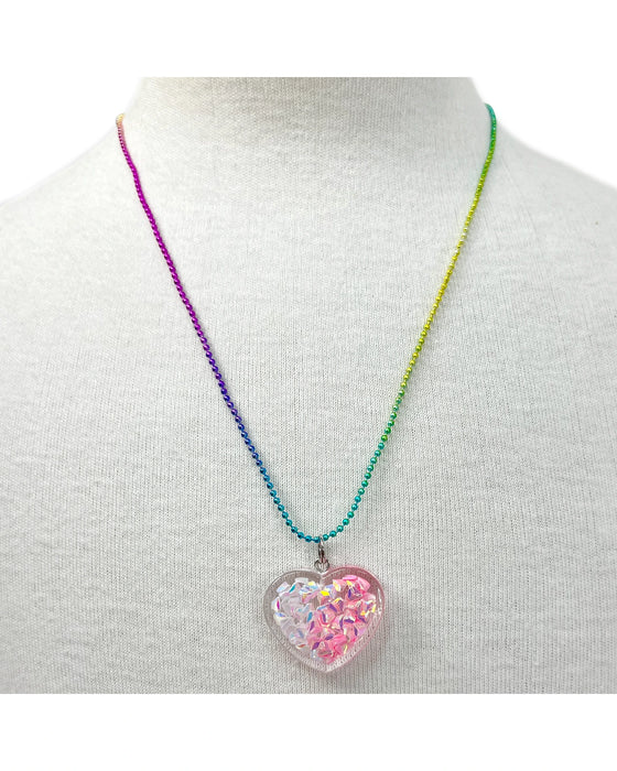 Pink Poppy Mermaid Heart Necklace