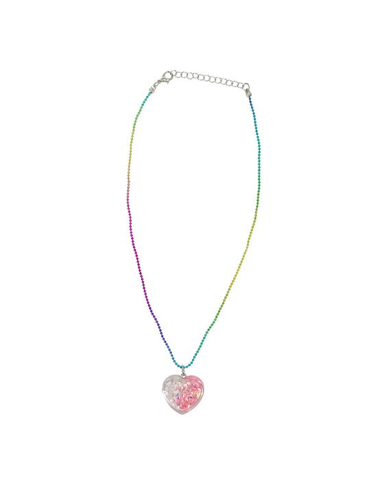 Pink Poppy Mermaid Heart Necklace