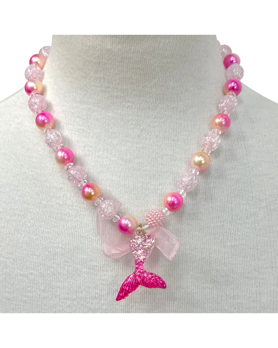 Pink Poppy Mermaid Tail Necklace