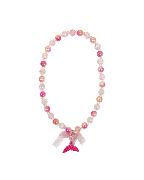 Pink Poppy Mermaid Tail Necklace
