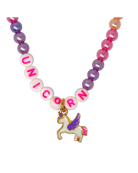 Pink Poppy BFF Unicorn Rainbow Pearl Necklace Set