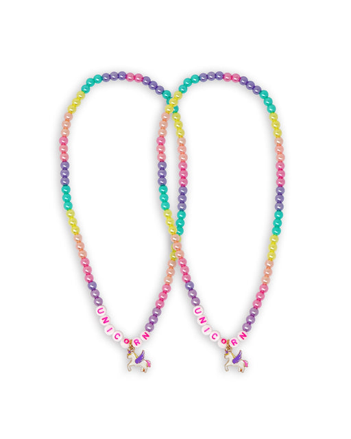 Pink Poppy BFF Unicorn Rainbow Pearl Necklace Set