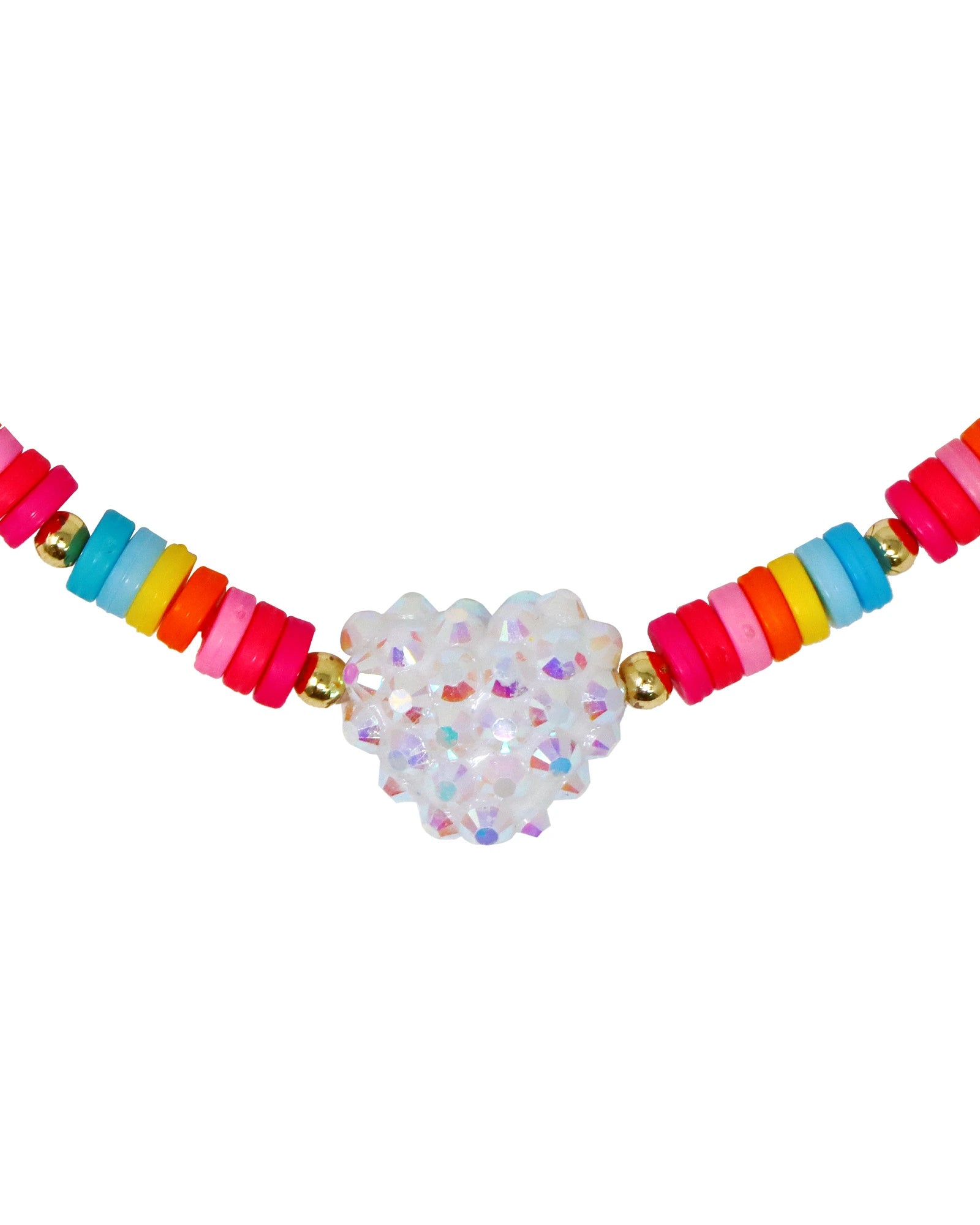 Pink Poppy Rainbow Jewelled Heart Necklace