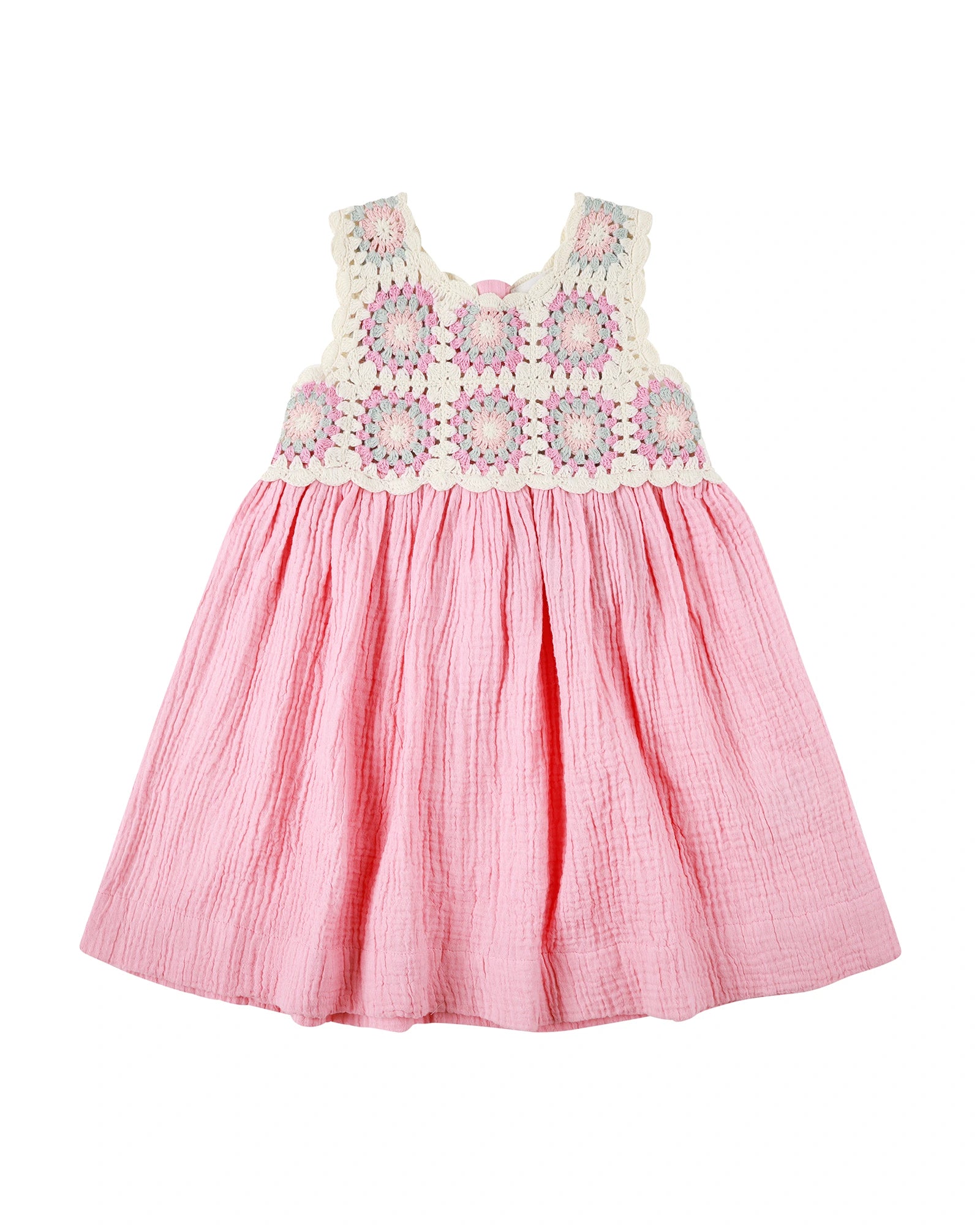Kynd Baby Crochet Woven Dress Strawberry - Size 0