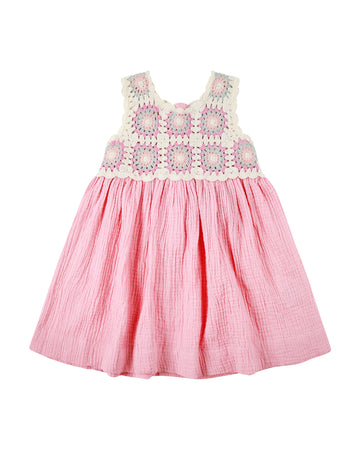 Kynd Baby Crochet Woven Dress Strawberry - Size 0