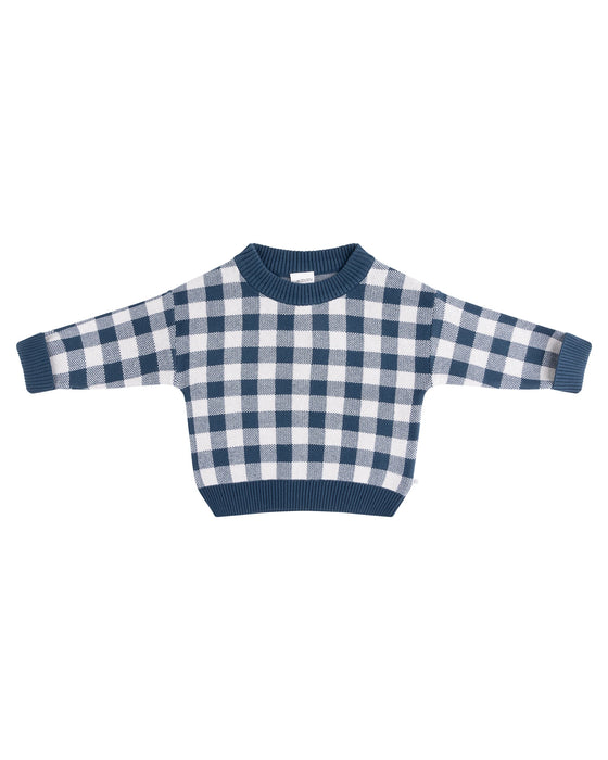 Kynd Baby Jacquard Knit Jumper - Navy Gingham