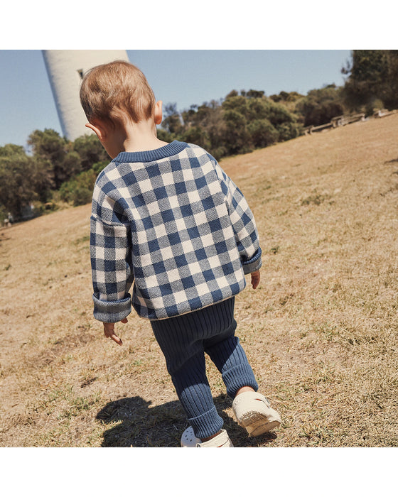 Kynd Baby Jacquard Knit Jumper - Navy Gingham