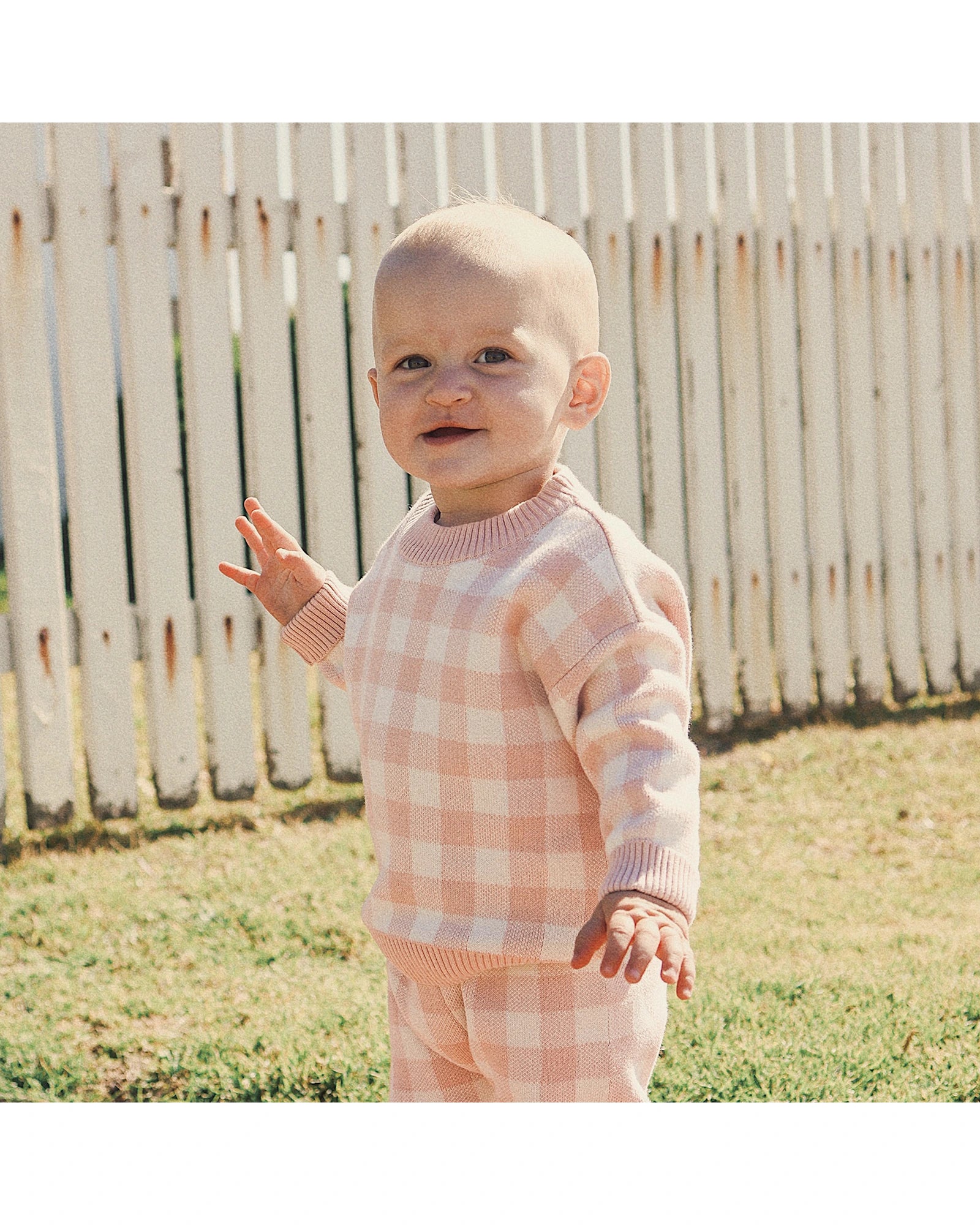 Kynd Baby Jacquard Knit Jumper - Pearl Gingham