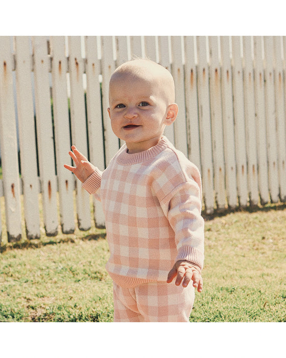 Kynd Baby Jacquard Knit Jumper - Pearl Gingham