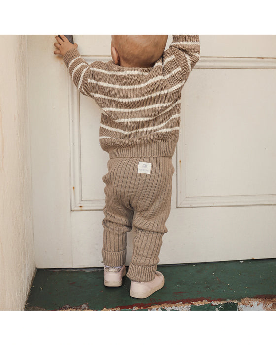 Kynd Baby Chunky Rib Knit Pants - Caramel Marle