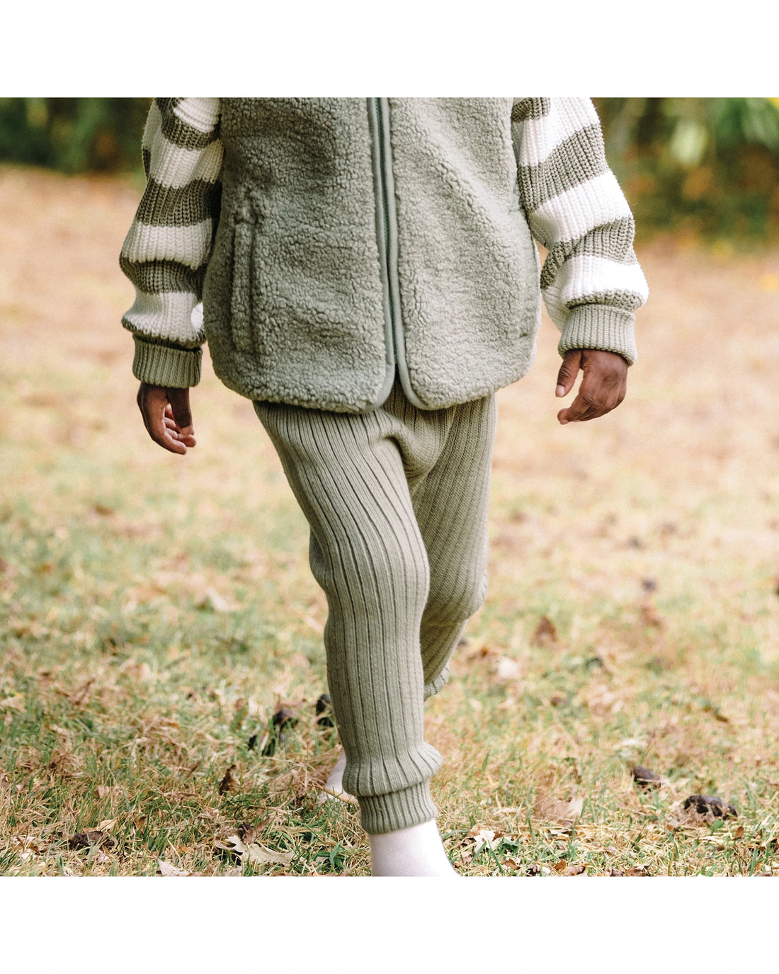 Organic Chunky Rib Knit Pant - Olive Size 1