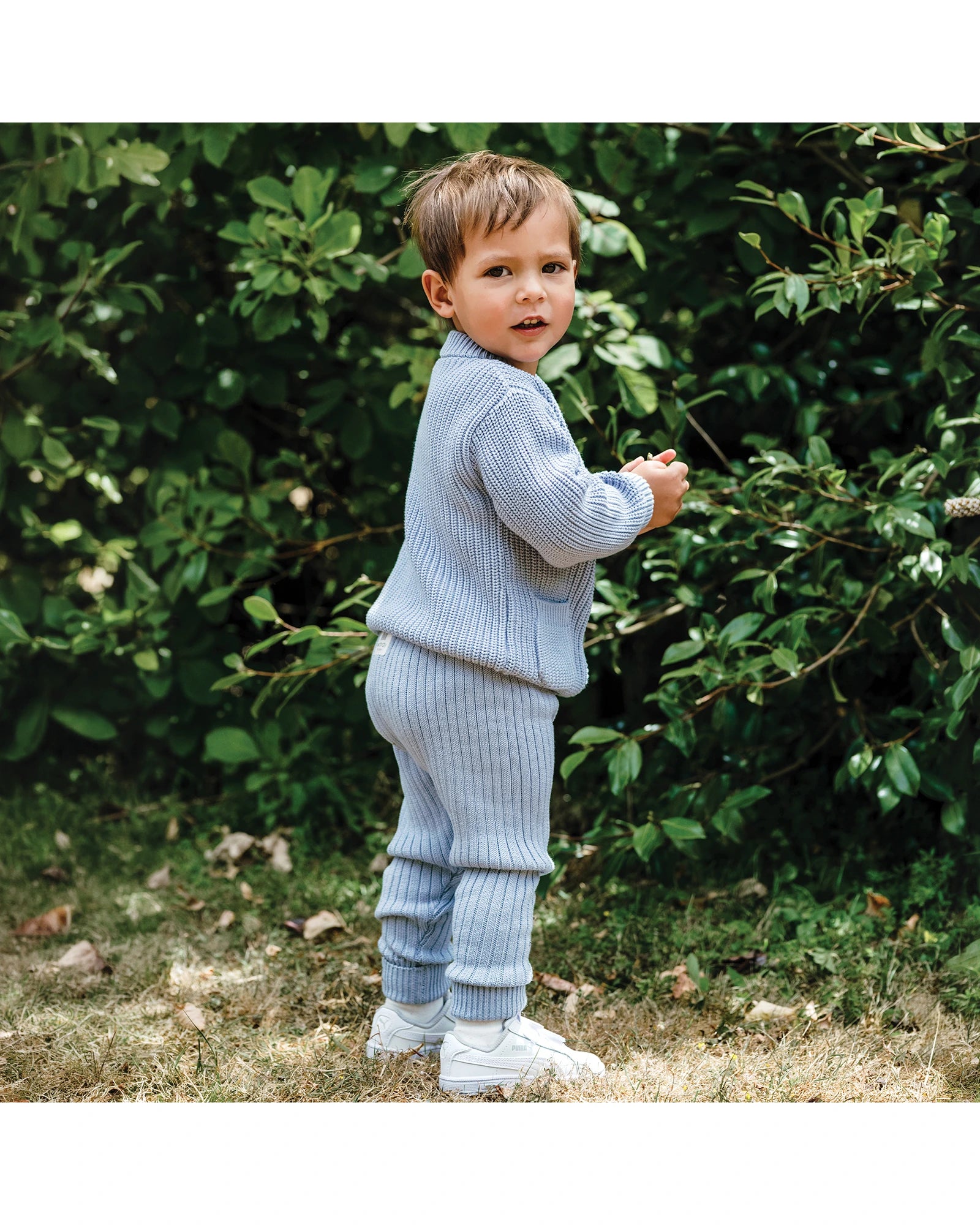 Organic Chunky Rib Knit Pant - Sky Blue Size 2