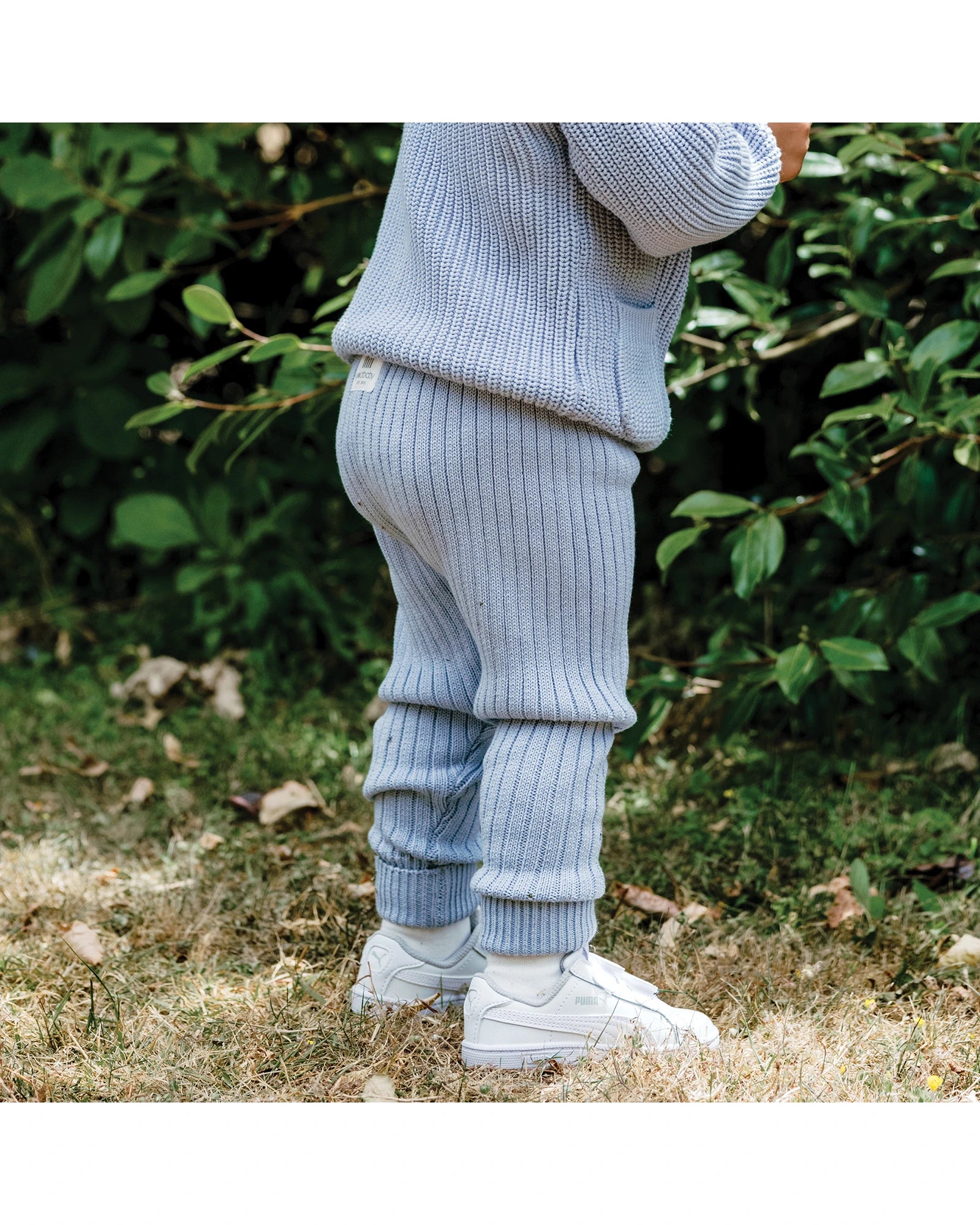 Organic Chunky Rib Knit Pant - Sky Blue Size 2