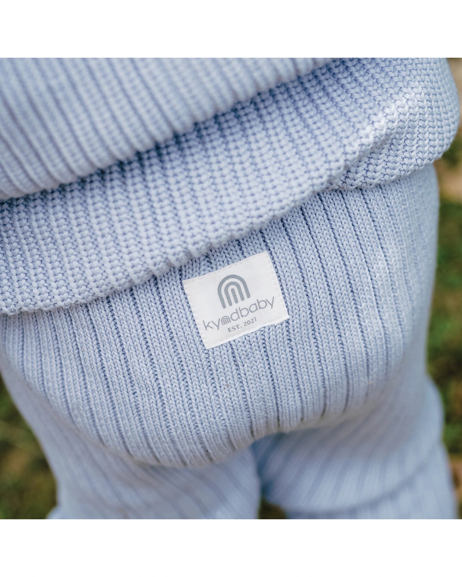 Organic Chunky Rib Knit Pant - Sky Blue Size 2