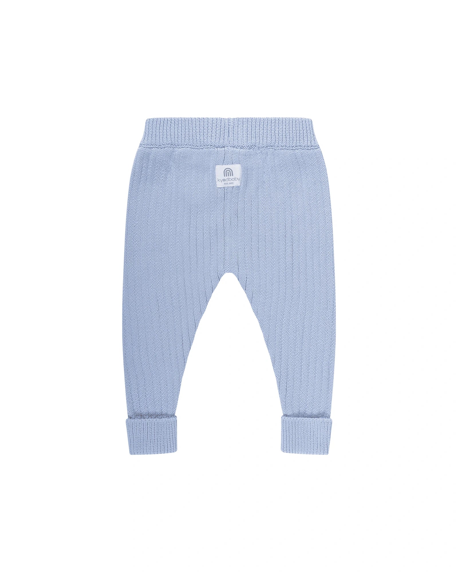 Organic Chunky Rib Knit Pant - Sky Blue Size 2