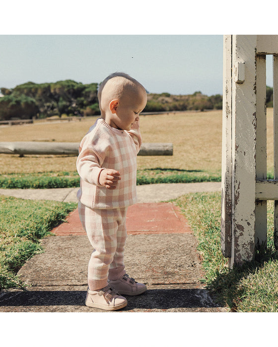 Kynd Baby Jacquard Knit Pants - Pearl Gingham