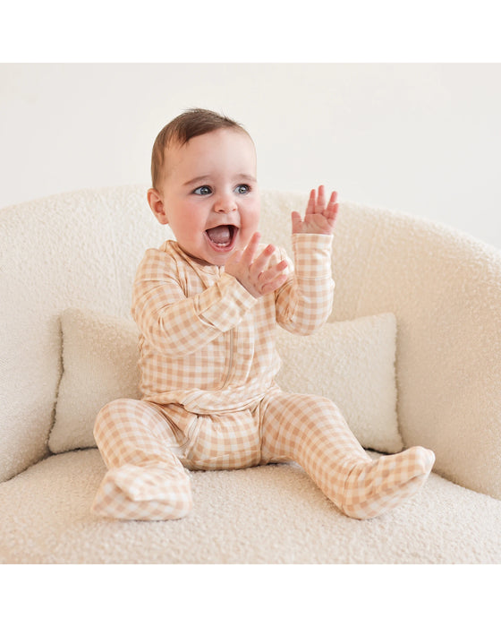 Kynd Baby Day Or Night Onesie - Neutral Gingham