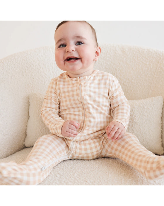 Kynd Baby Day Or Night Onesie - Neutral Gingham