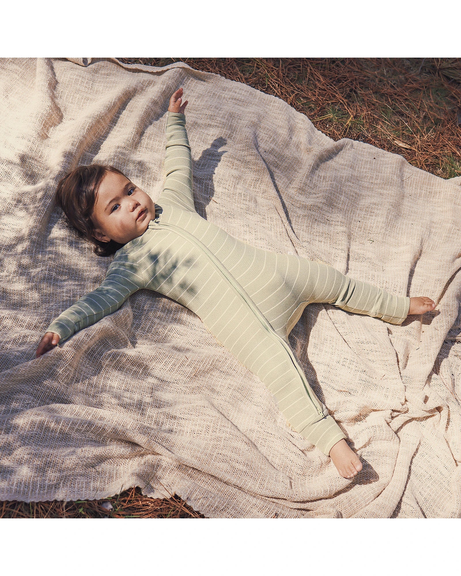 Kynd Baby Waffle Day Or Night Onesie - Sage