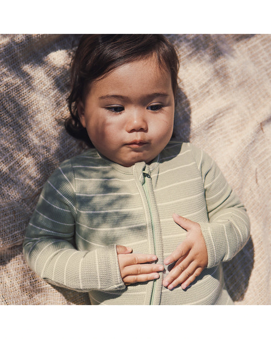 Kynd Baby Waffle Day Or Night Onesie - Sage