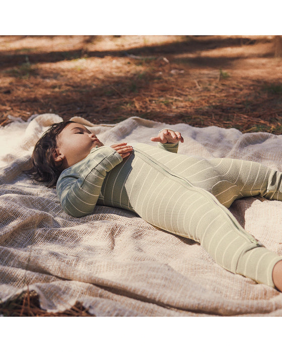 Kynd Baby Waffle Day Or Night Onesie - Sage