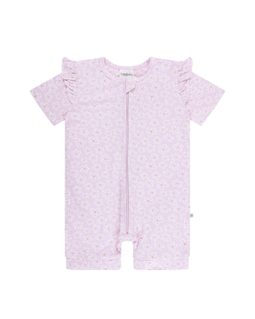 Kynd Baby Day or Night Short Sleeve Frill Onesie Frangipani - Size 00