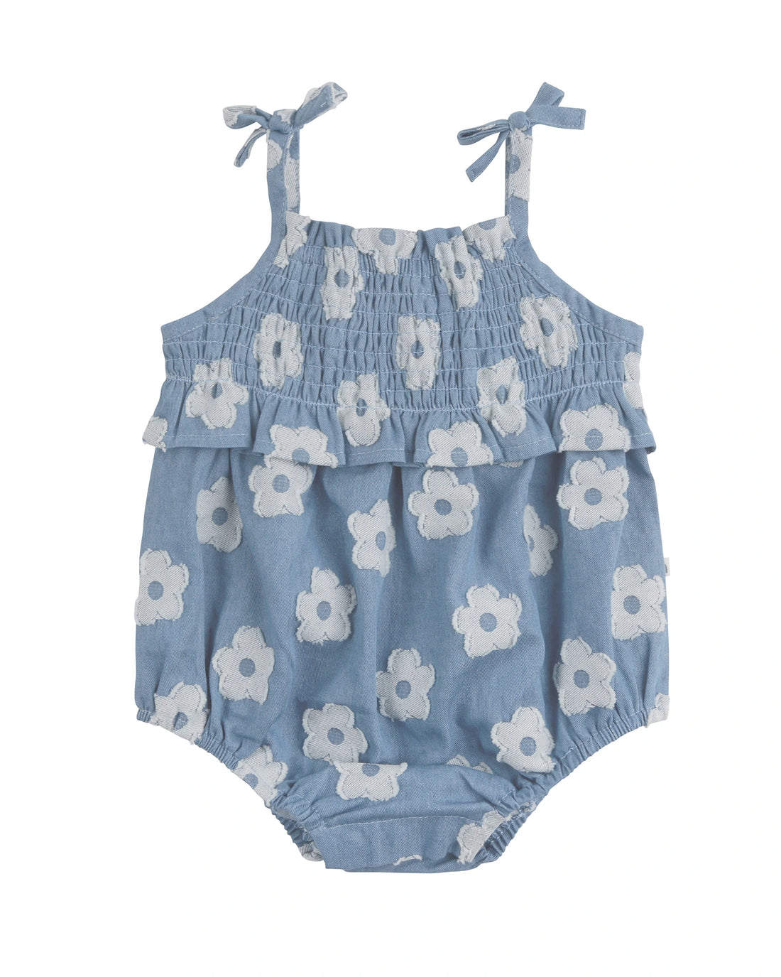 Shirred Woven Romper Chambray - Size 00