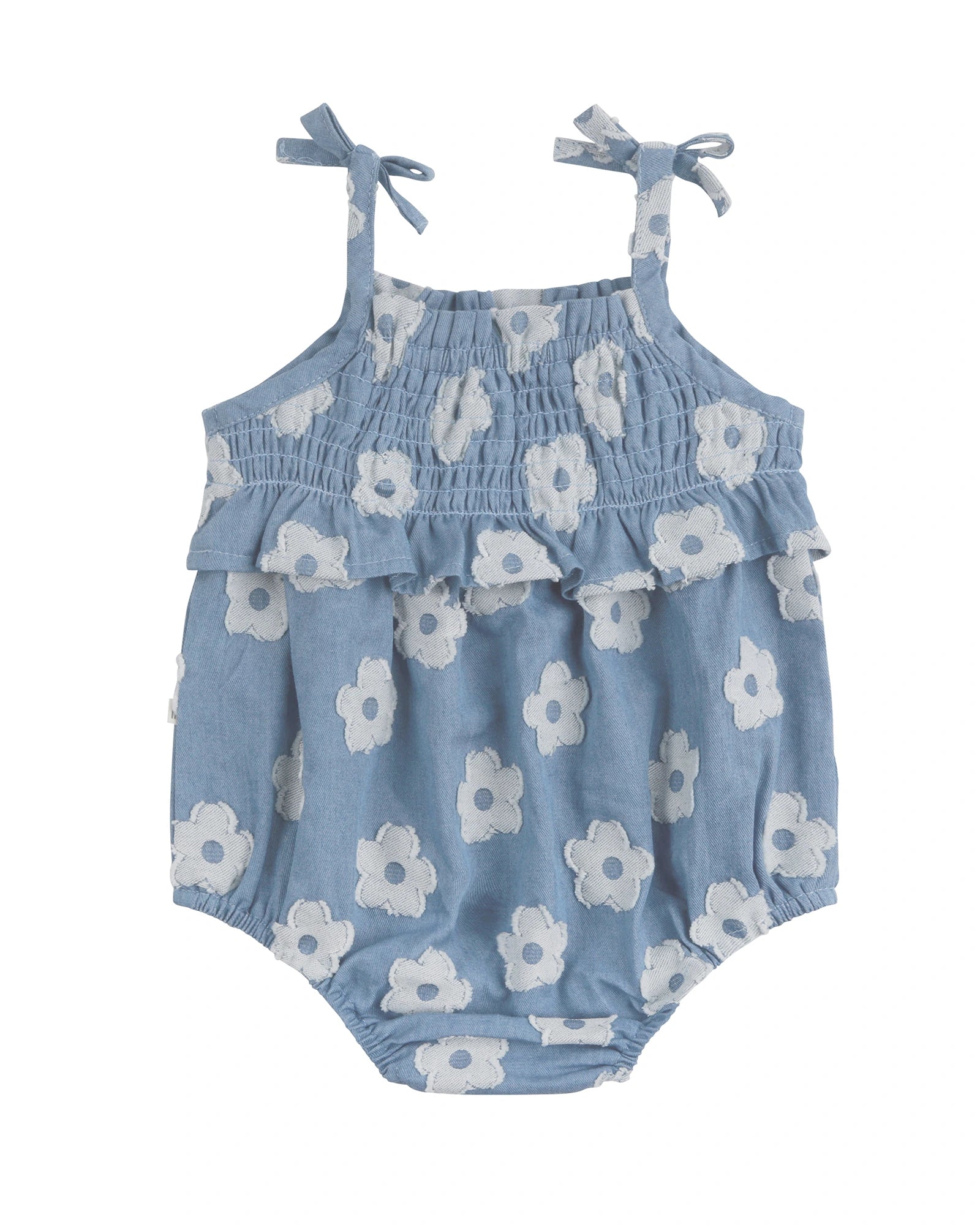 Kynd Baby Shirred Woven Romper Chambray - Size 1