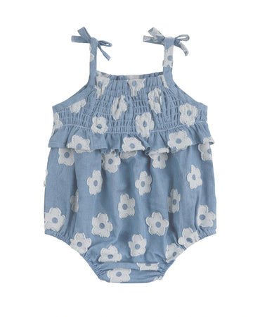 Kynd Baby Shirred Woven Romper Chambray - Size 1